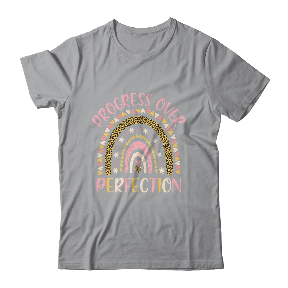 Progress Over Perfection Motivational Back To School Teacher Rainbow Shirt & Hoodie | siriusteestore