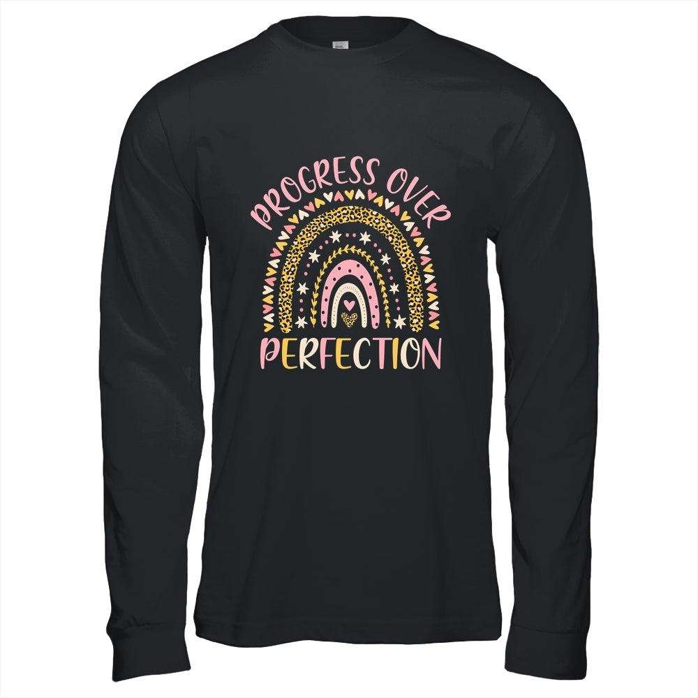 Progress Over Perfection Motivational Back To School Teacher Rainbow Shirt & Hoodie | siriusteestore