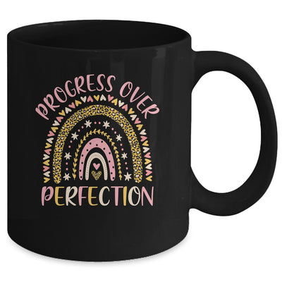 Progress Over Perfection Motivational Back To School Teacher Rainbow Mug | siriusteestore