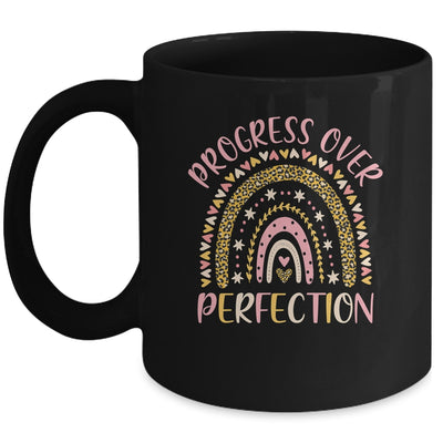 Progress Over Perfection Motivational Back To School Teacher Rainbow Mug | siriusteestore