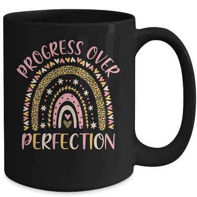 Progress Over Perfection Motivational Back To School Teacher Rainbow Mug | siriusteestore