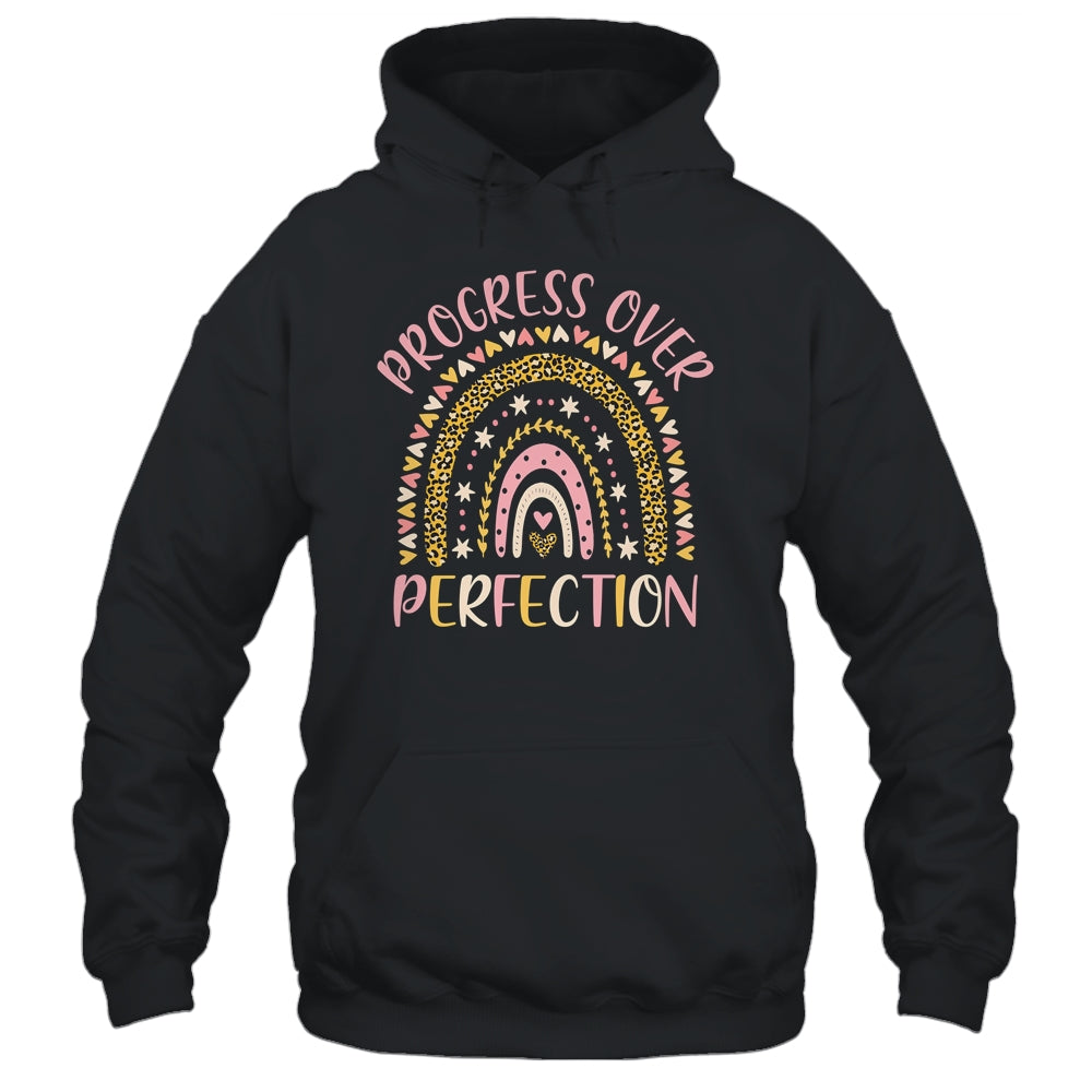 Progress Over Perfection Motivational Back To School Teacher Rainbow Shirt & Hoodie | siriusteestore
