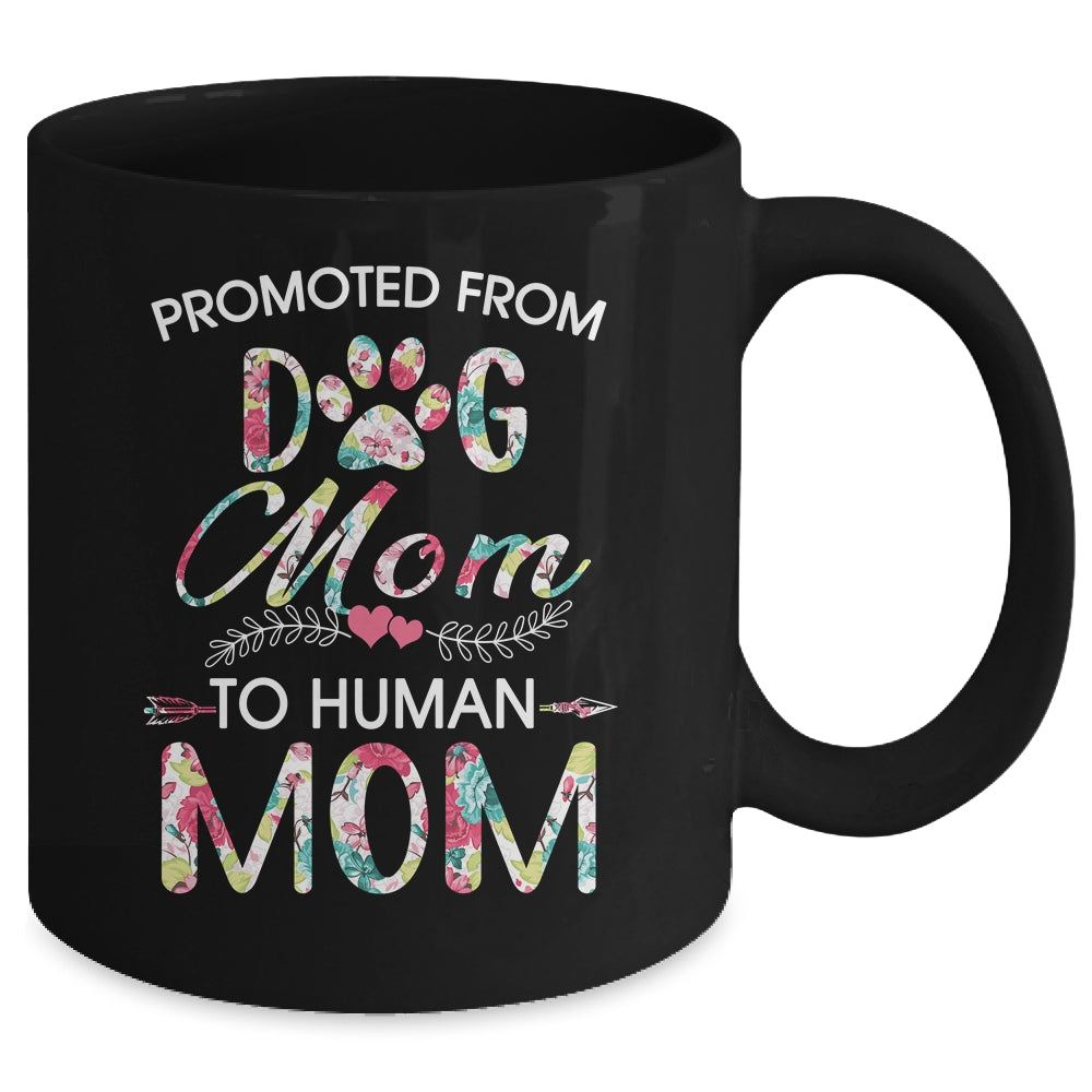 Promoted From Dog Mom To Human Mom Dog Lovers Mug | siriusteestore