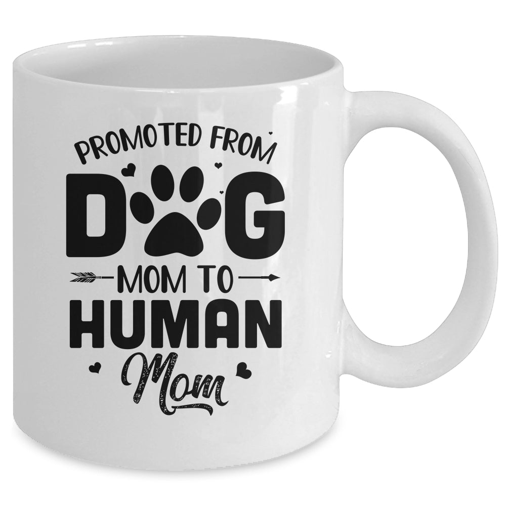Promoted From Dog Mom To Human Mom Mother's Day Mug | siriusteestore
