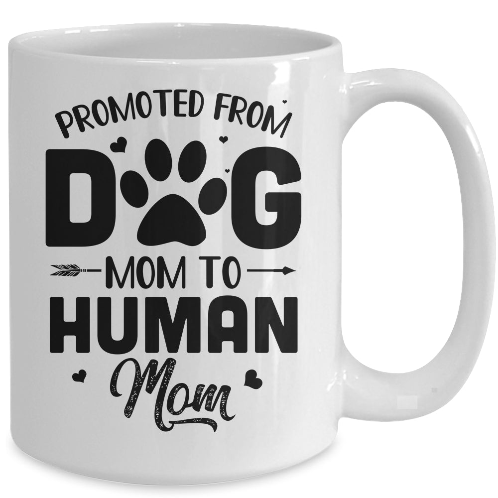 Promoted From Dog Mom To Human Mom Mother's Day Mug | siriusteestore