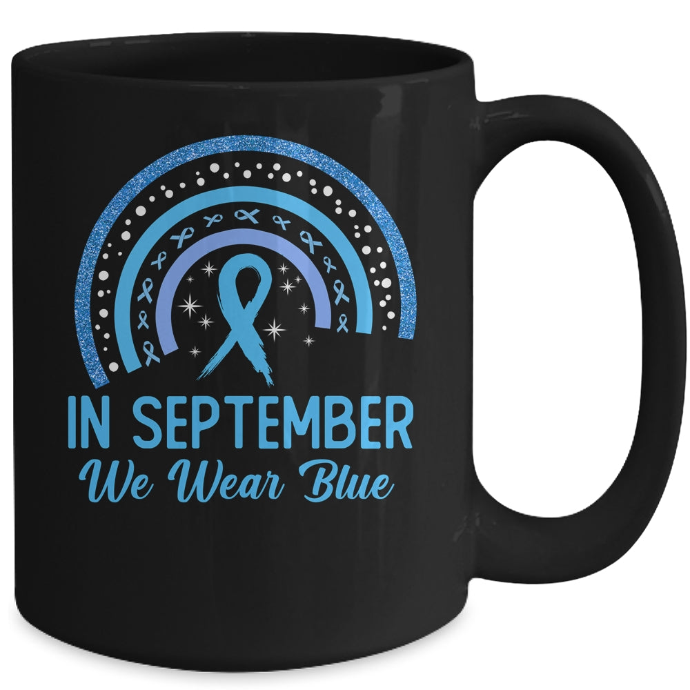Prostate Cancer Awareness In September We Wear Blue Rainbow Mug | siriusteestore