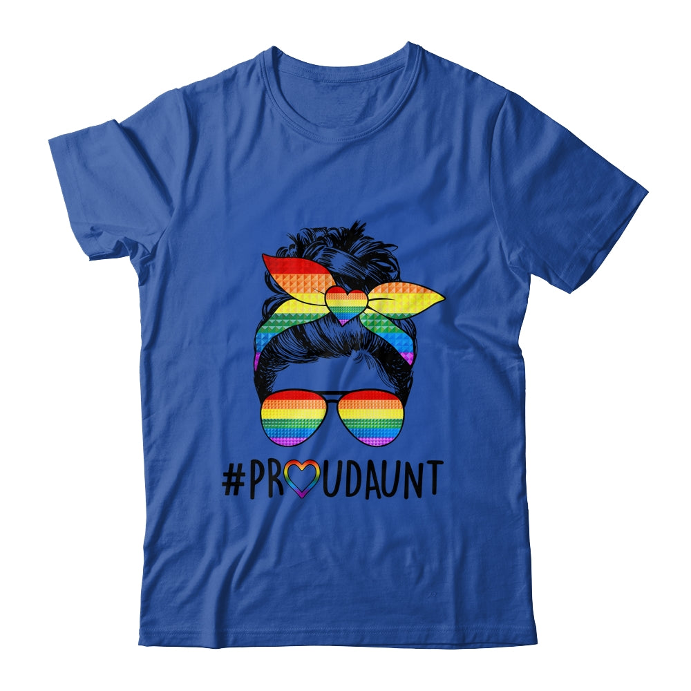 Proud Aunt Messy Bun LGBT Mom LGBT Gay Pride LGBTQ Rainbow Shirt & Tank Top | siriusteestore