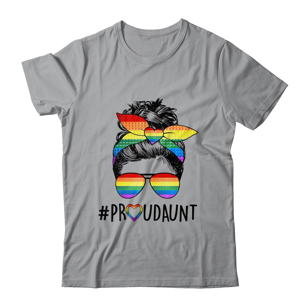 Proud Aunt Messy Bun LGBT Mom LGBT Gay Pride LGBTQ Rainbow Shirt & Tank Top | siriusteestore