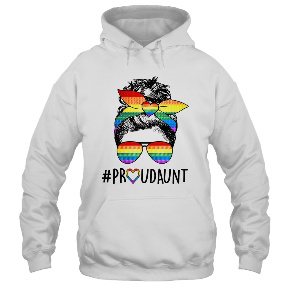 Proud Aunt Messy Bun LGBT Mom LGBT Gay Pride LGBTQ Rainbow Shirt & Tank Top | siriusteestore