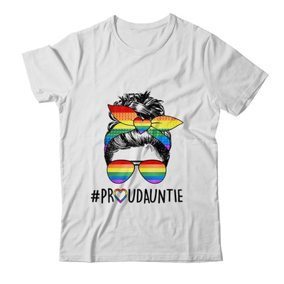 Proud Auntie Messy Bun LGBT Auntie LGBT Gay Pride Rainbow Shirt & Tank Top | siriusteestore