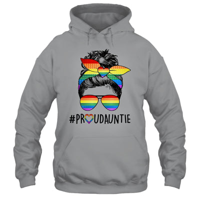 Proud Auntie Messy Bun LGBT Auntie LGBT Gay Pride Rainbow Shirt & Tank Top | siriusteestore