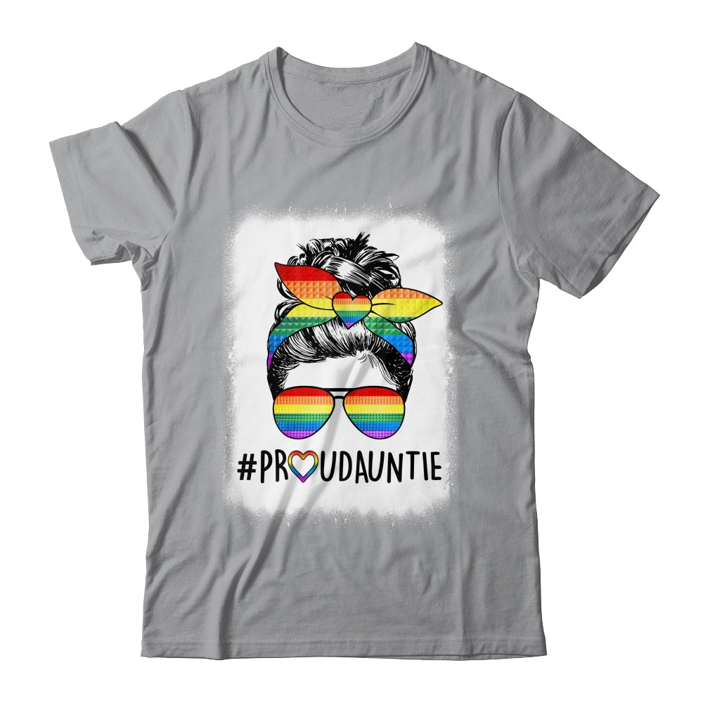 Proud Auntie Messy Bun Rainbow LGBT Auntie LGBT Gay Pride Shirt & Tank Top | siriusteestore