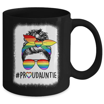 Proud Auntie Messy Bun Rainbow LGBT Auntie LGBT Gay Pride Mug | siriusteestore