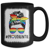 Proud Auntie Messy Bun Rainbow LGBT Auntie LGBT Gay Pride Mug | siriusteestore