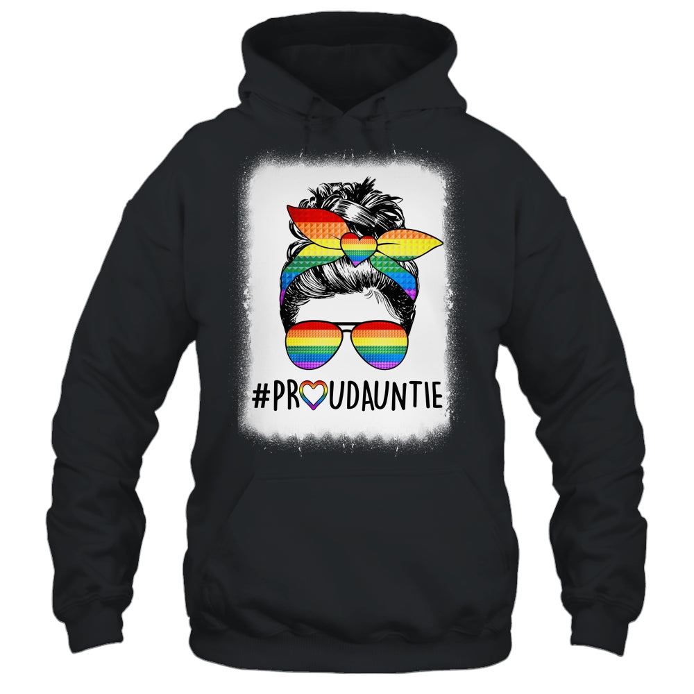 Proud Auntie Messy Bun Rainbow LGBT Auntie LGBT Gay Pride Shirt & Tank Top | siriusteestore