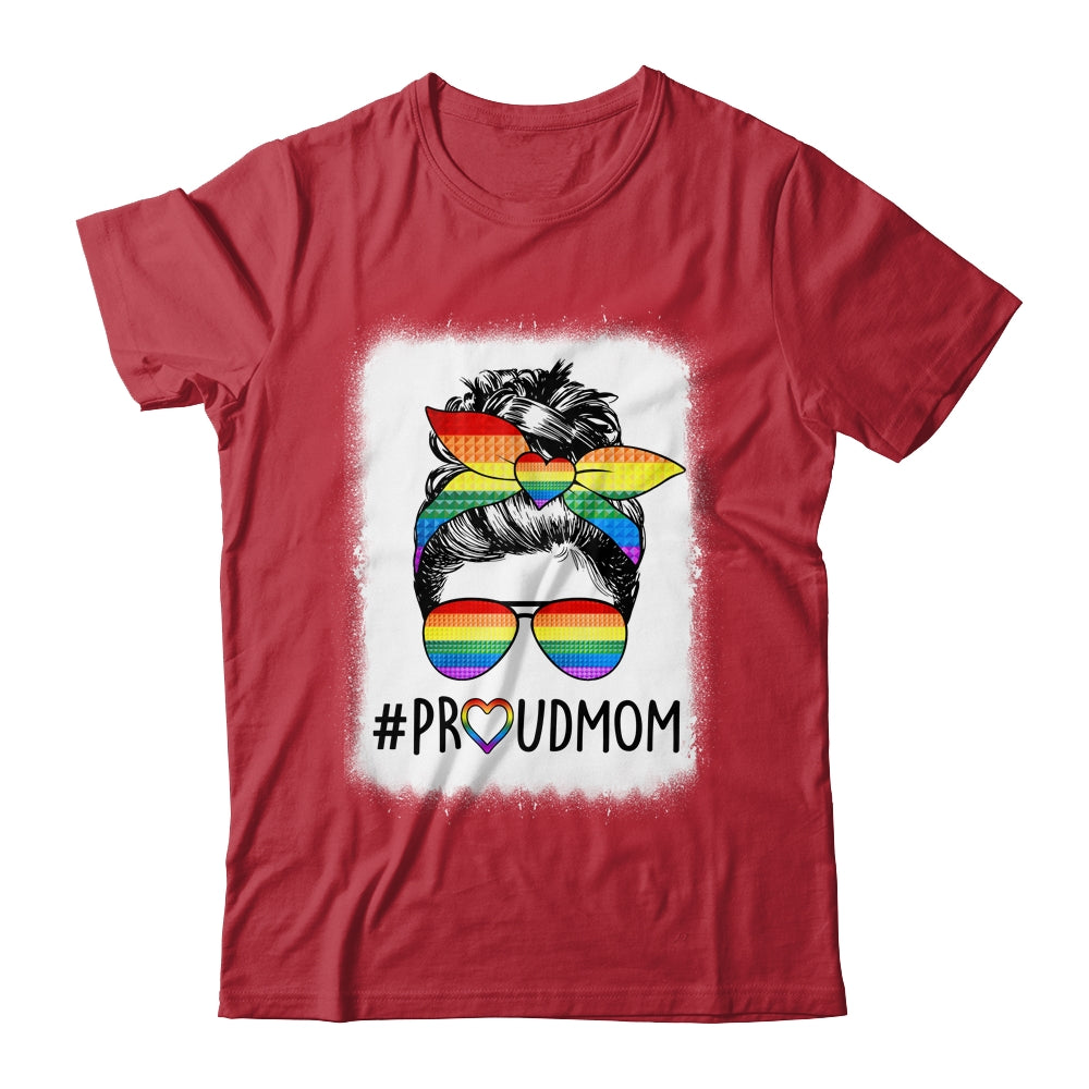 Proud Mom Messy Bun Rainbow LGBT Mom LGBT Gay Pride LGBTQ Shirt & Tank Top | siriusteestore