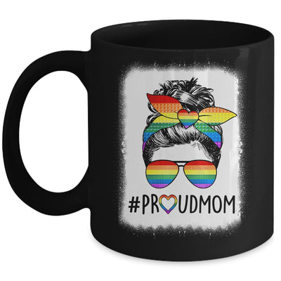 Proud Mom Messy Bun Rainbow LGBT Mom LGBT Gay Pride LGBTQ Mug | siriusteestore