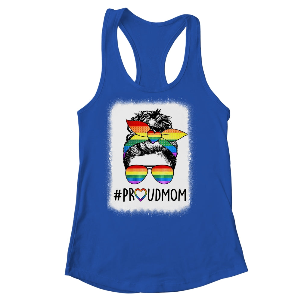 Proud Mom Messy Bun Rainbow LGBT Mom LGBT Gay Pride LGBTQ Shirt & Tank Top | siriusteestore