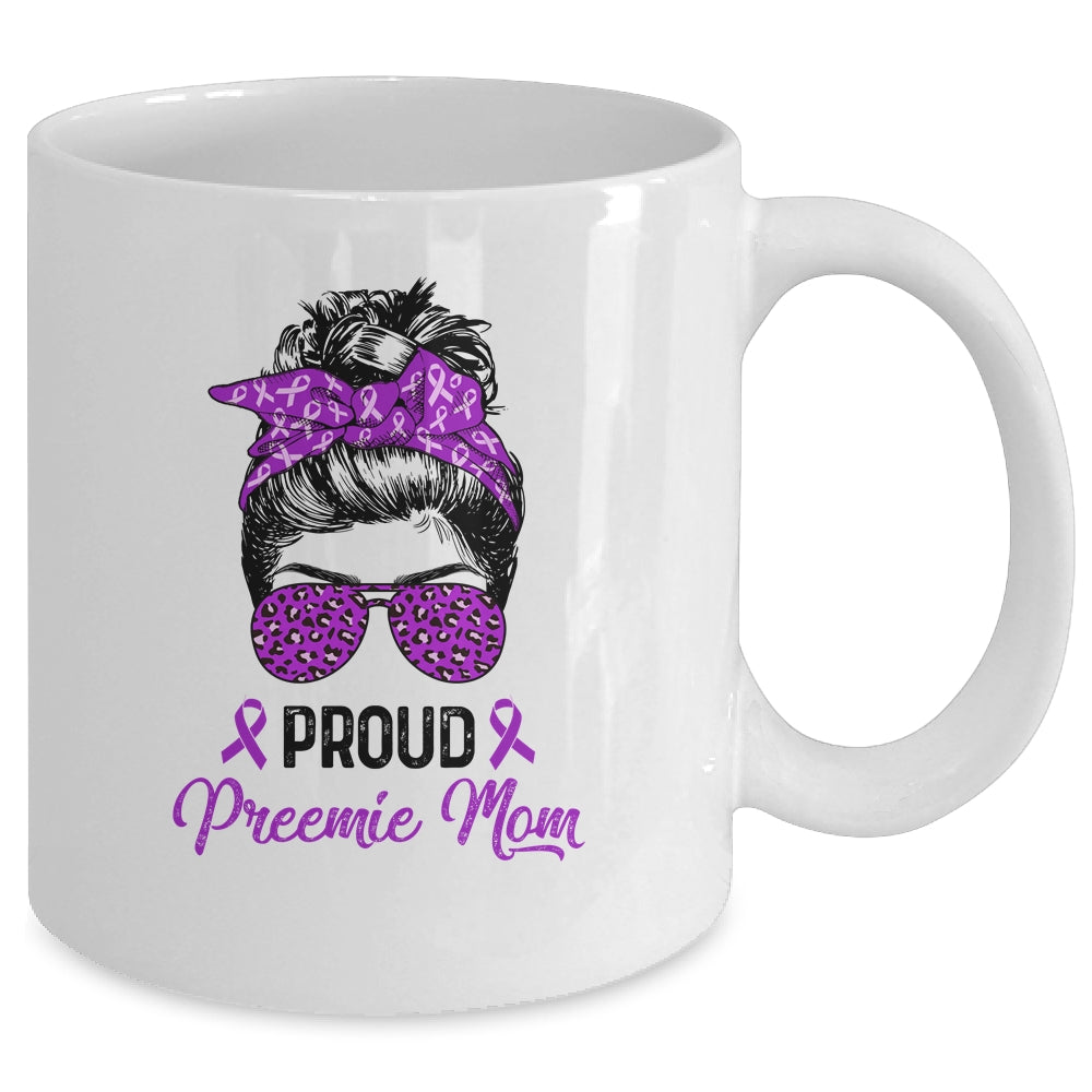 Proud Preemie Mom Messy Bun Women Prematurity Awareness Mug | siriusteestore
