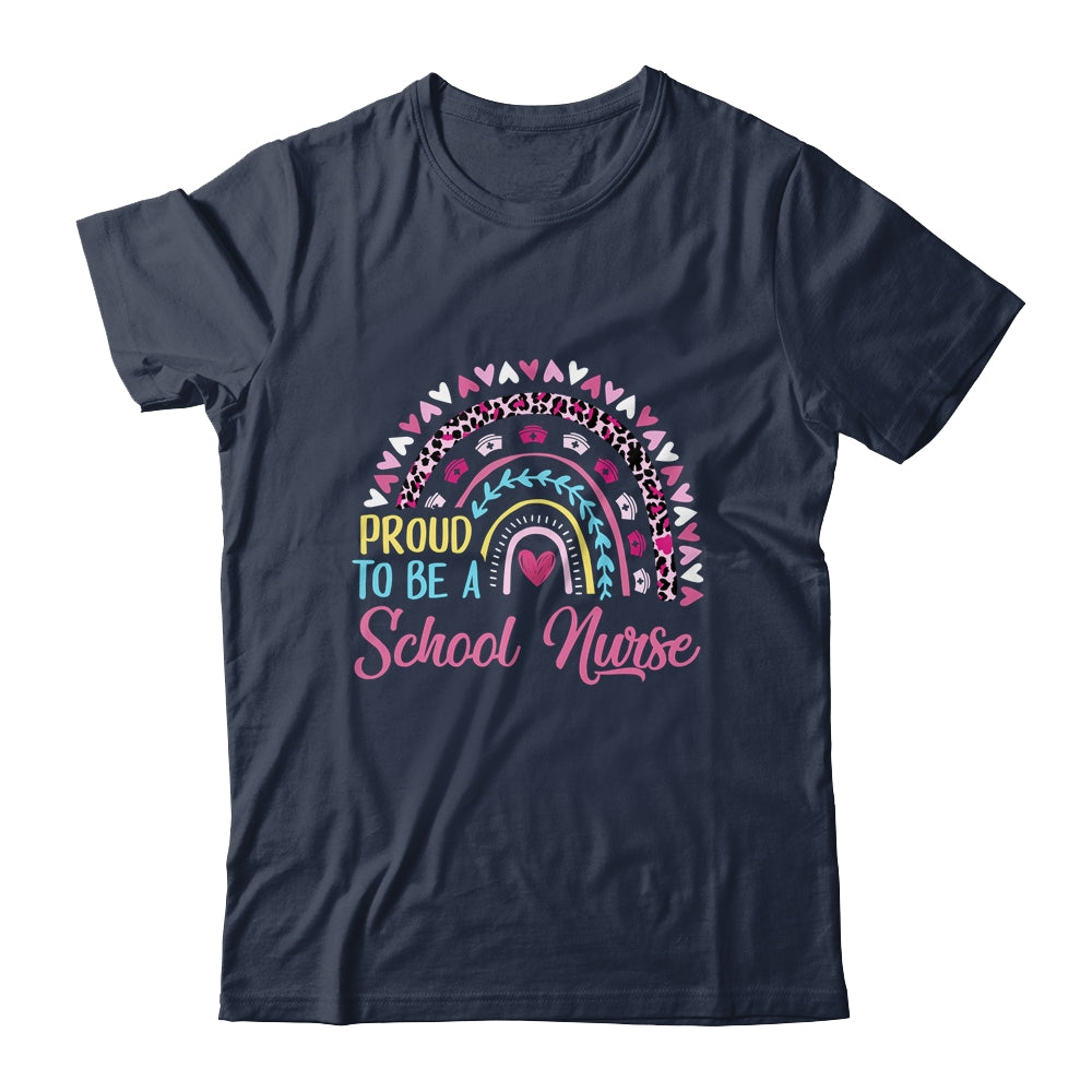 Proud To Be A School Pink Leopard Rainbow Stethoscope Nurs Shirt & Hoodie | siriusteestore