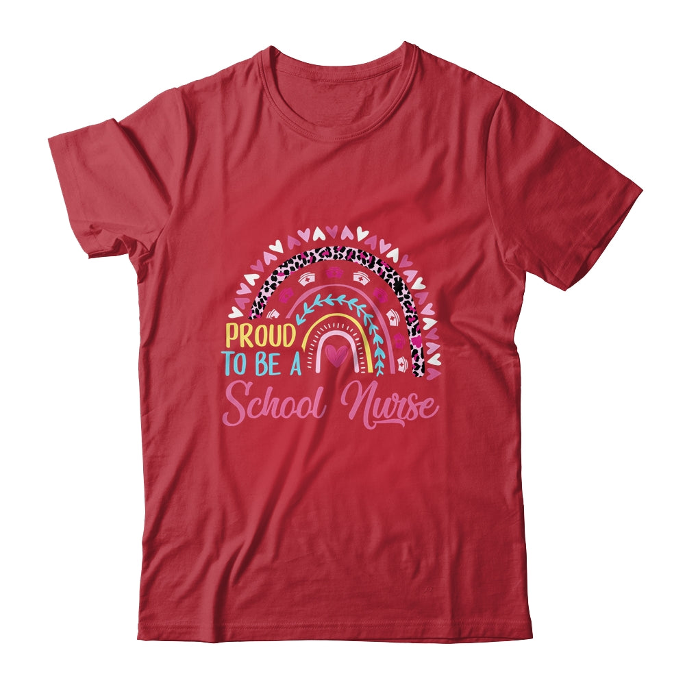 Proud To Be A School Pink Leopard Rainbow Stethoscope Nurs Shirt & Hoodie | siriusteestore