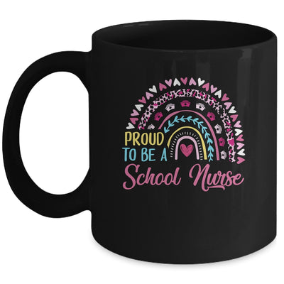 Proud To Be A School Pink Leopard Rainbow Stethoscope Nurs Mug | siriusteestore