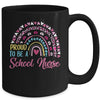 Proud To Be A School Pink Leopard Rainbow Stethoscope Nurs Mug | siriusteestore