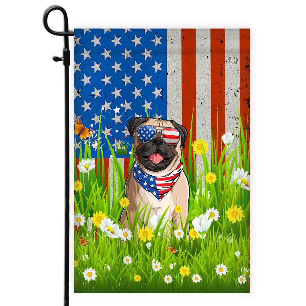 Pug American USA Flag 4th of July Dog Lover On Independence Day | siriusteestore