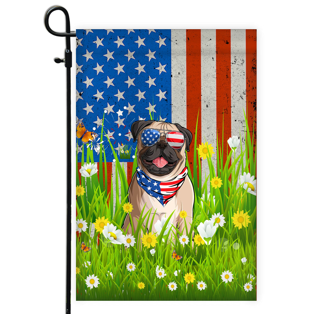 Pug American USA Flag 4th of July Dog Lover On Independence Day | siriusteestore