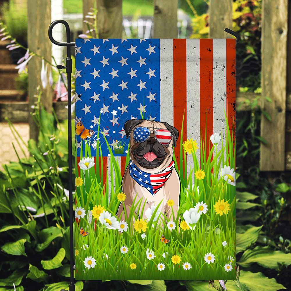 Pug American USA Flag 4th of July Dog Lover On Independence Day | siriusteestore