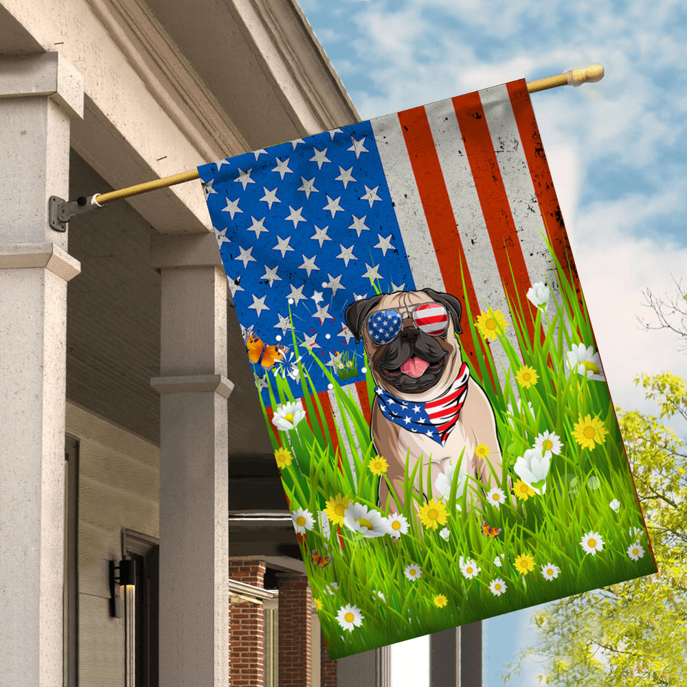 Pug American USA Flag 4th of July Dog Lover On Independence Day | siriusteestore