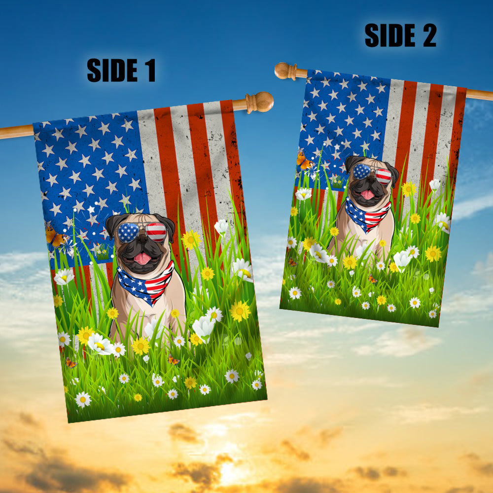 Pug American USA Flag 4th of July Dog Lover On Independence Day | siriusteestore