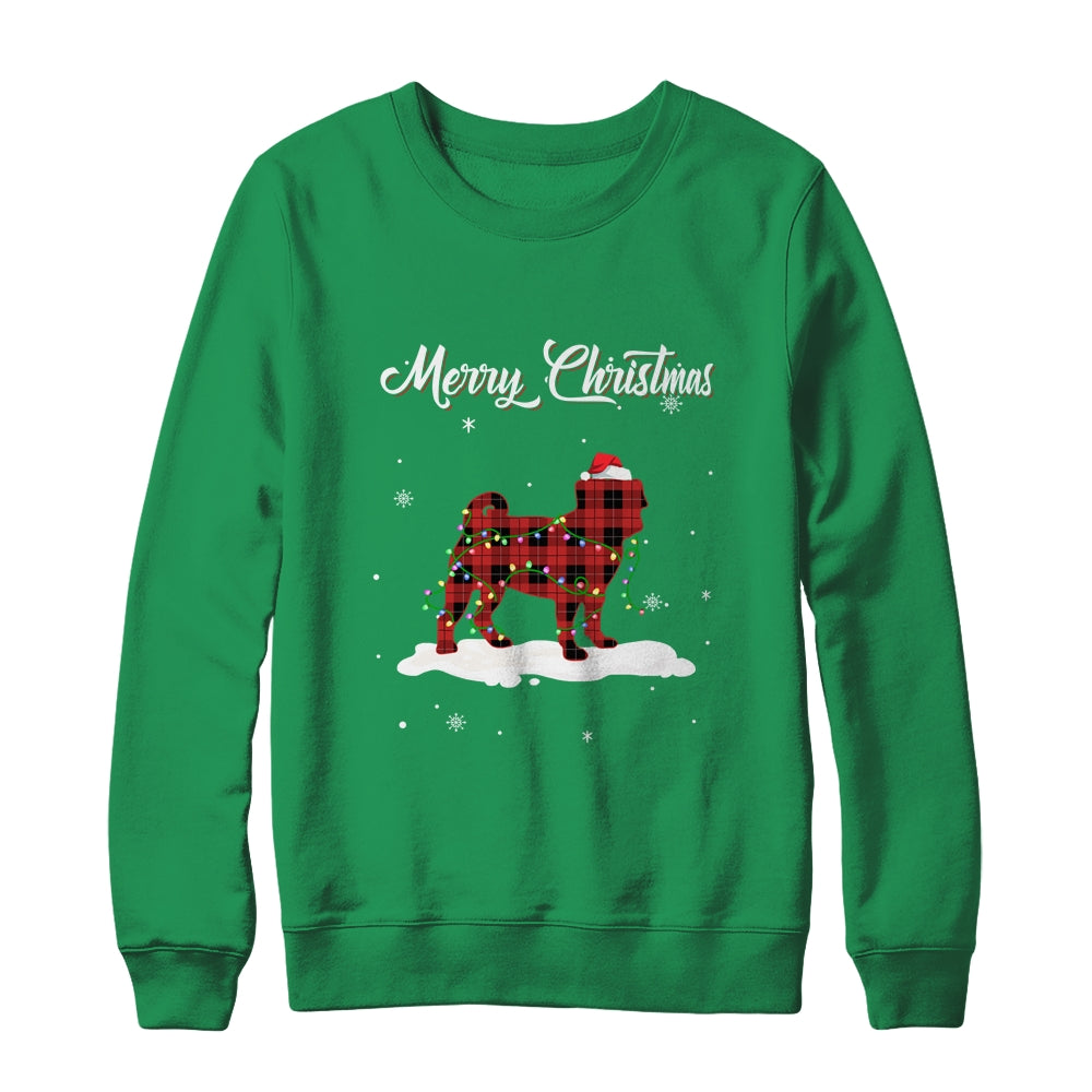Pug Christmas Red Plaid Dog Lover Pajama Family Gift Shirt & Sweatshirt | siriusteestore