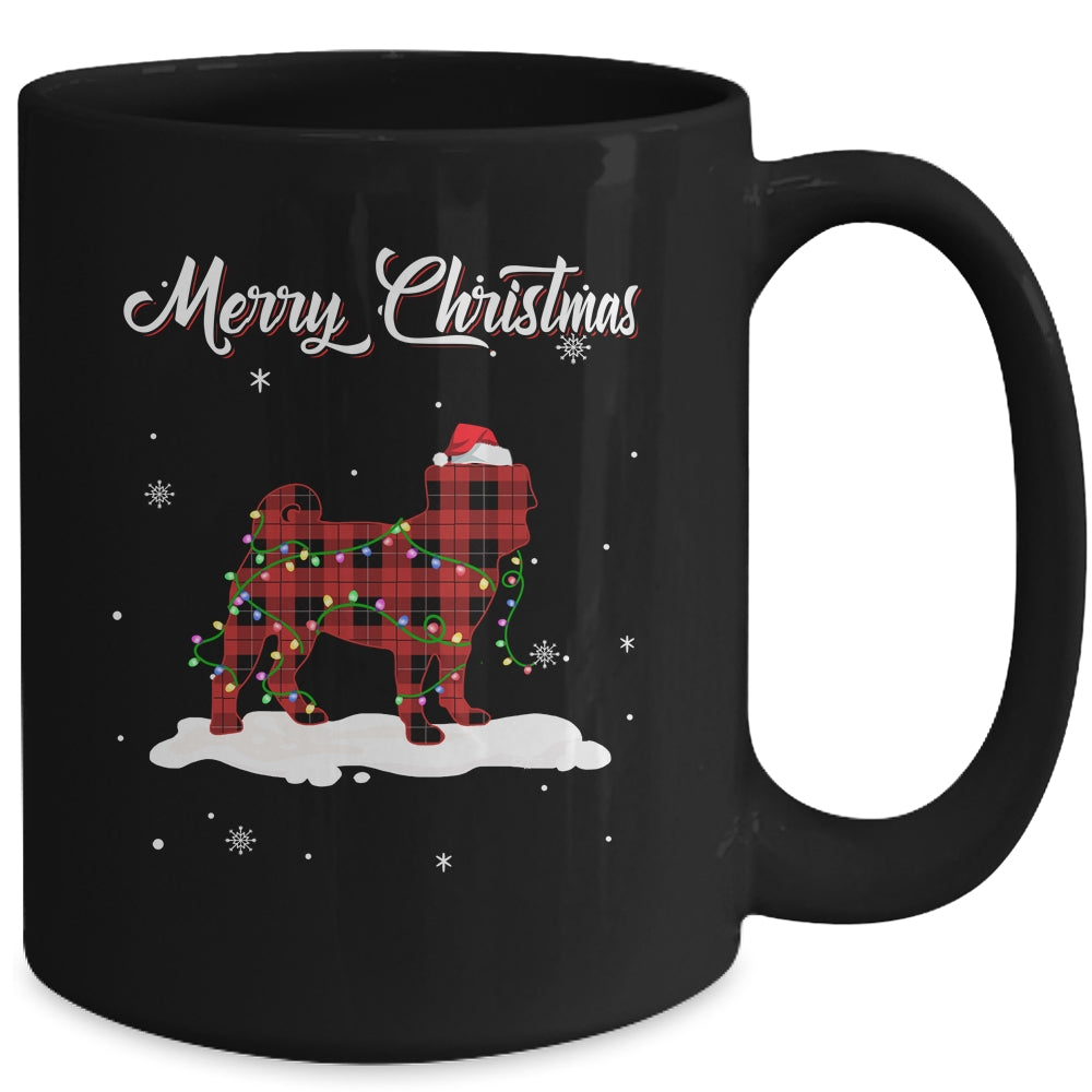 Pug Christmas Red Plaid Dog Lover Pajama Family Gift Mug | siriusteestore