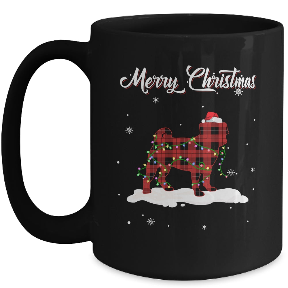Pug Christmas Red Plaid Dog Lover Pajama Family Gift Mug | siriusteestore