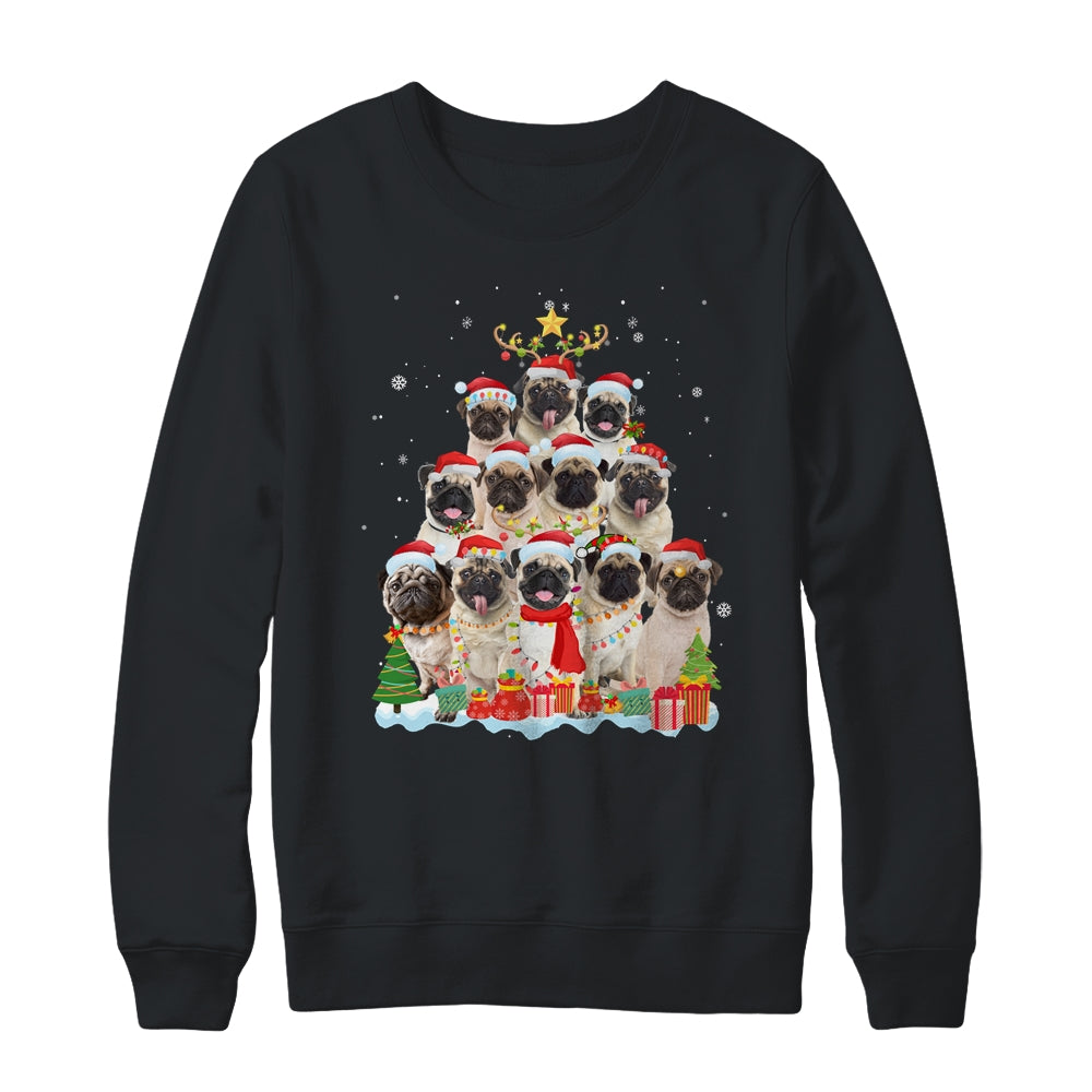 Pug Christmas Tree Pajama Xmas Shirt & Sweatshirt | siriusteestore