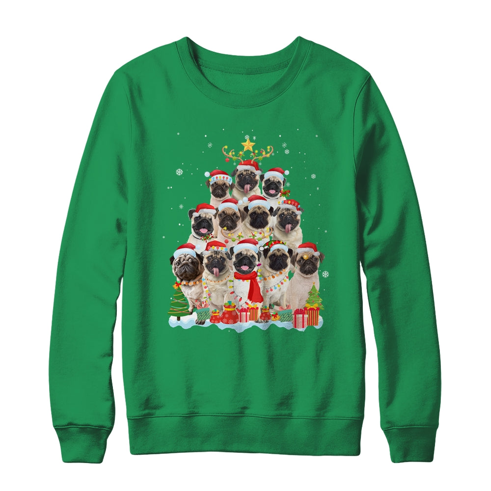 Pug Christmas Tree Pajama Xmas Shirt & Sweatshirt | siriusteestore