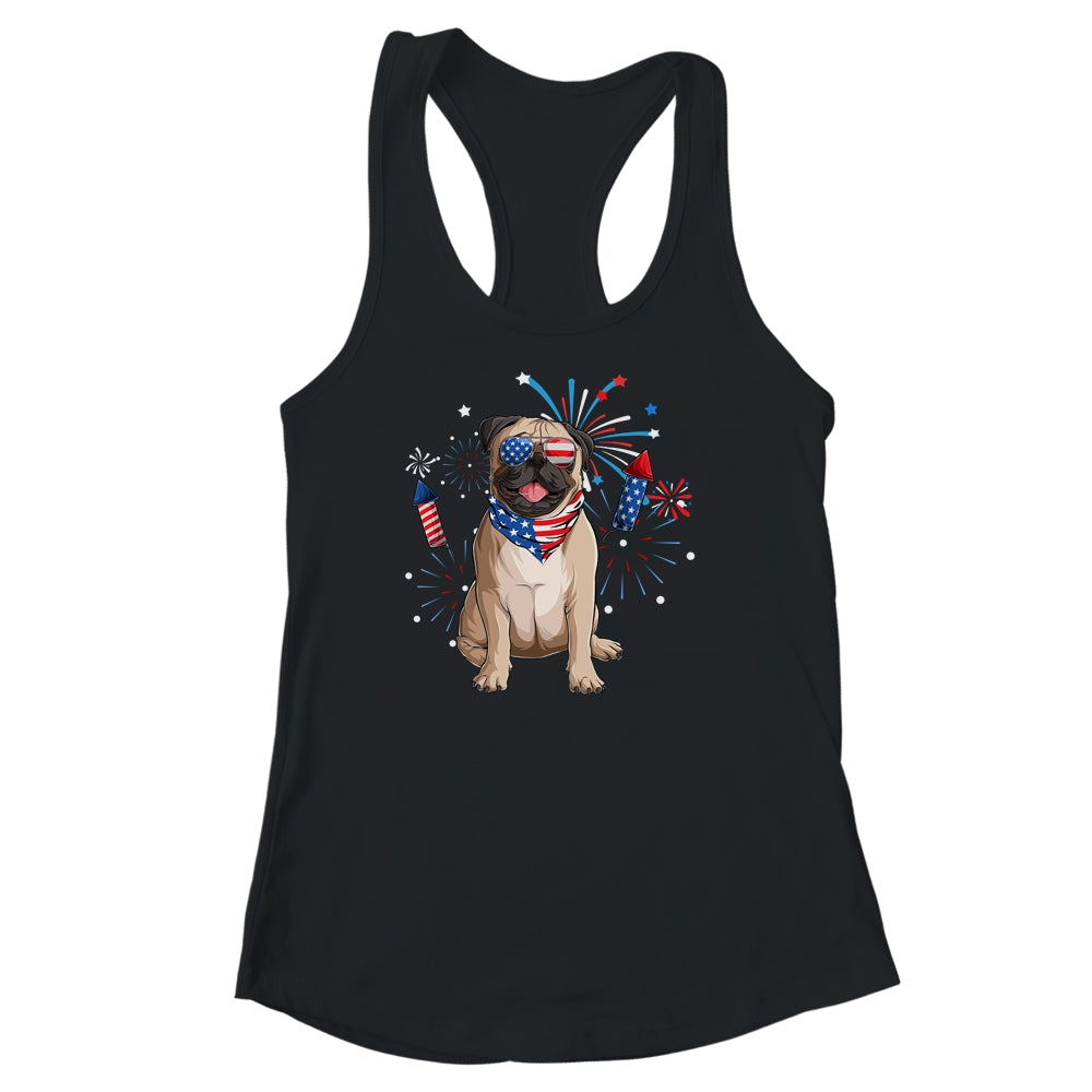Pug Dog American USA Flag 4th of July Men women Lover Shirt & Tank Top | siriusteestore