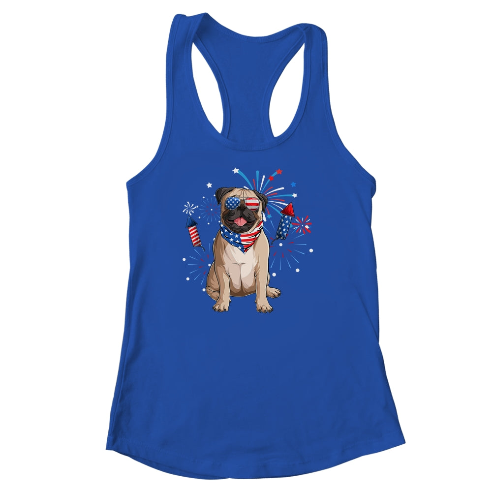 Pug Dog American USA Flag 4th of July Men women Lover Shirt & Tank Top | siriusteestore