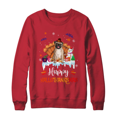 Pug Happy HalloThanksMas Halloween Thanksgiving Christmas Shirt & Sweatshirt | siriusteestore