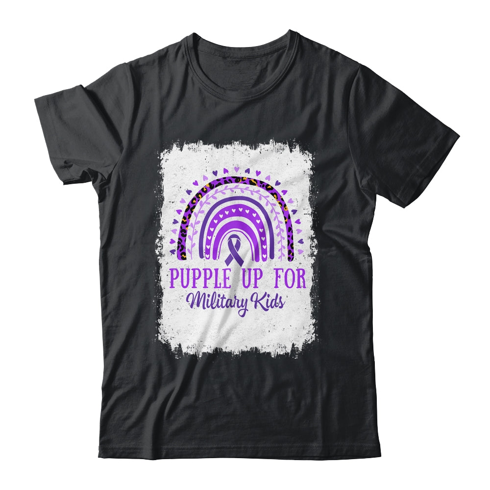 Purple Up For Kids Military Child Month Bleached Rainbow Shirt & Hoodie | siriusteestore