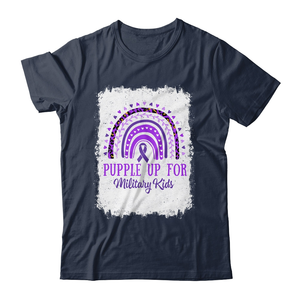 Purple Up For Kids Military Child Month Bleached Rainbow Shirt & Hoodie | siriusteestore