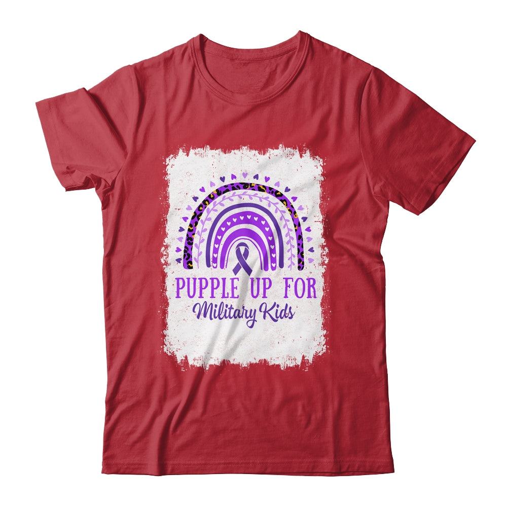 Purple Up For Kids Military Child Month Bleached Rainbow Shirt & Hoodie | siriusteestore