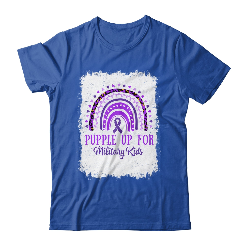 Purple Up For Kids Military Child Month Bleached Rainbow Shirt & Hoodie | siriusteestore