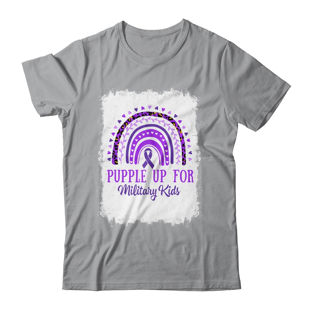 Purple Up For Kids Military Child Month Bleached Rainbow Shirt & Hoodie | siriusteestore