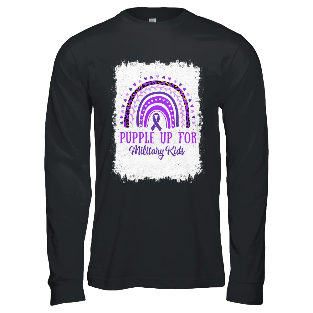 Purple Up For Kids Military Child Month Bleached Rainbow Shirt & Hoodie | siriusteestore