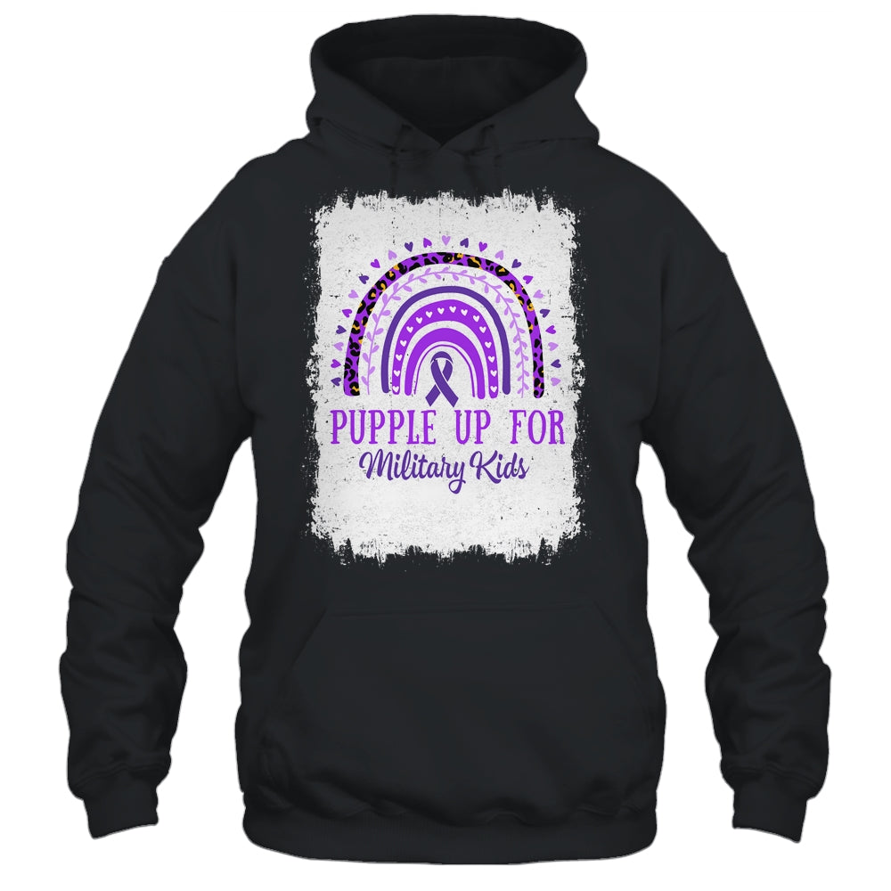 Purple Up For Kids Military Child Month Bleached Rainbow Shirt & Hoodie | siriusteestore
