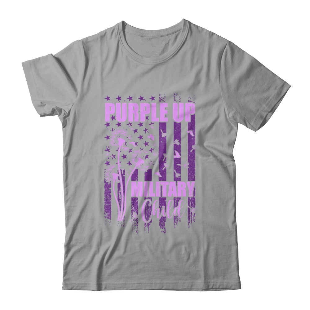 Purple Up For Military Child Month Dandelion Flag Shirt & Hoodie | siriusteestore