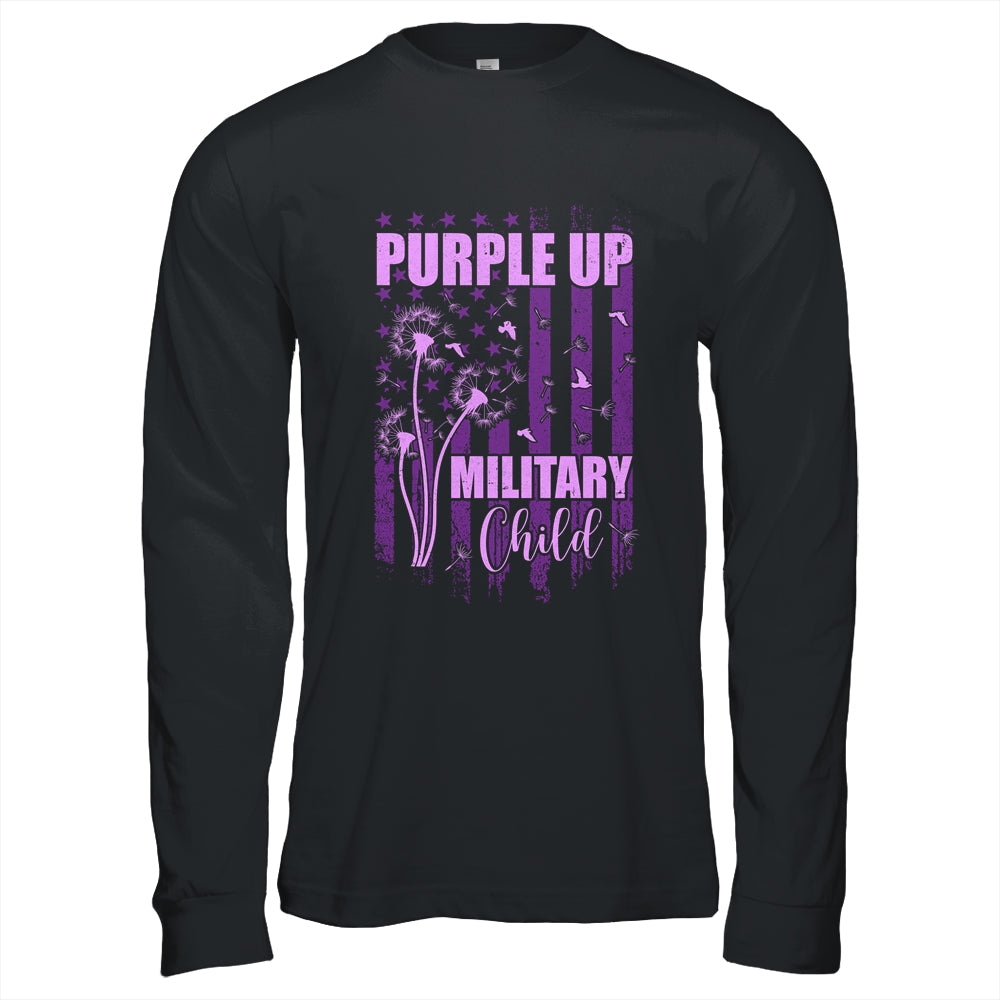 Purple Up For Military Child Month Dandelion Flag Shirt & Hoodie | siriusteestore
