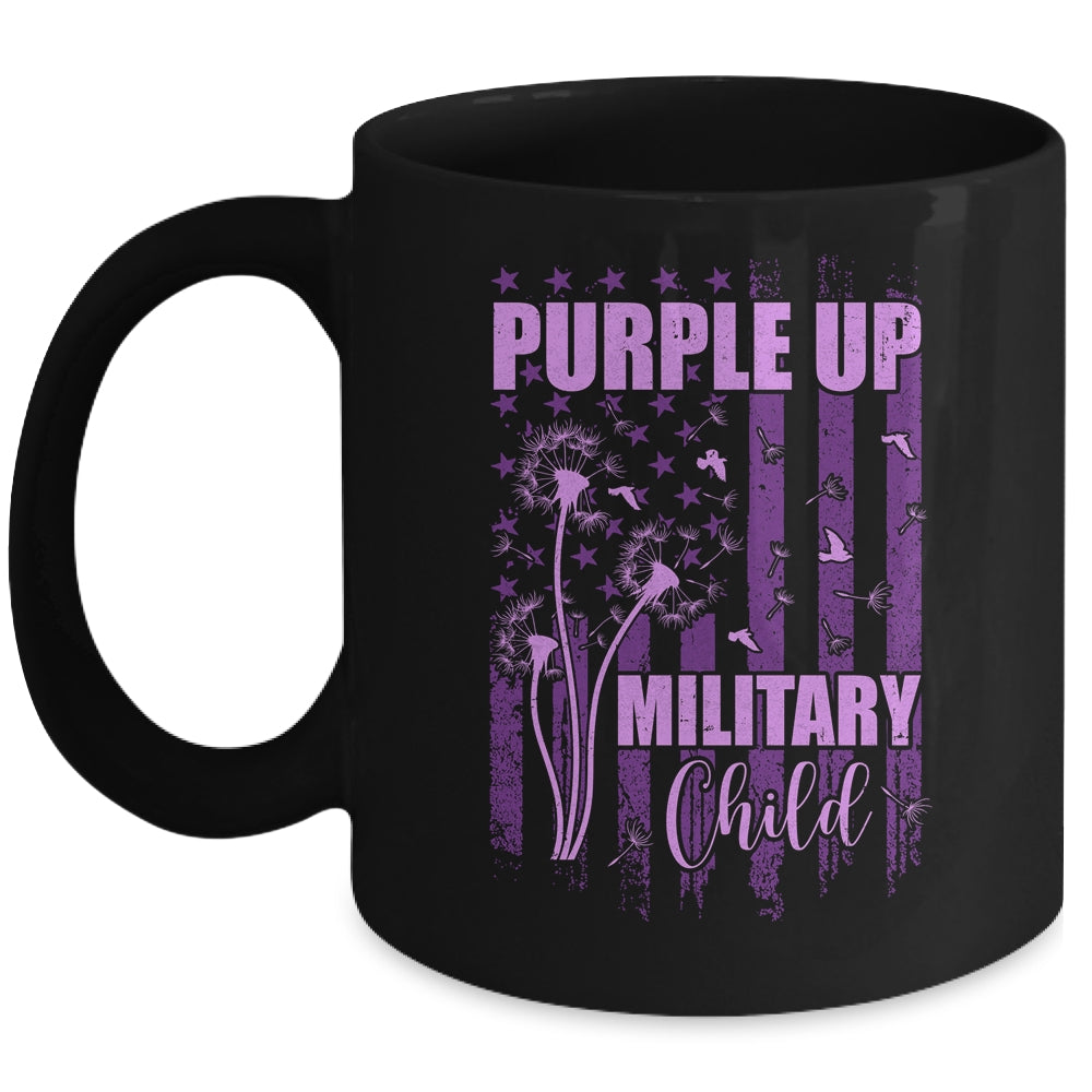 Purple Up For Military Child Month Dandelion Flag Mug | siriusteestore